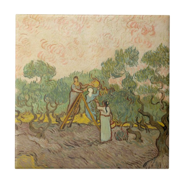 Vincent van Gogh - Women Picking Olife Kakelplatta (Framsidan)