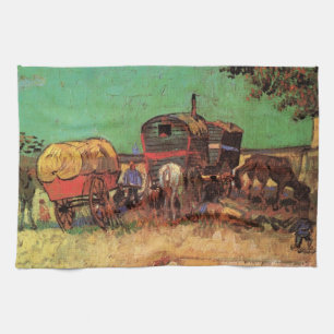 Vincent van Gogh - Zigenarläger husvagnar Kökshandduk
