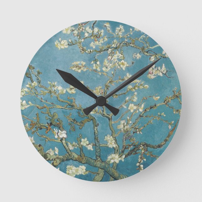Vincent van Gogh's Almond blommar (1890) Rund Klocka (Framsida)