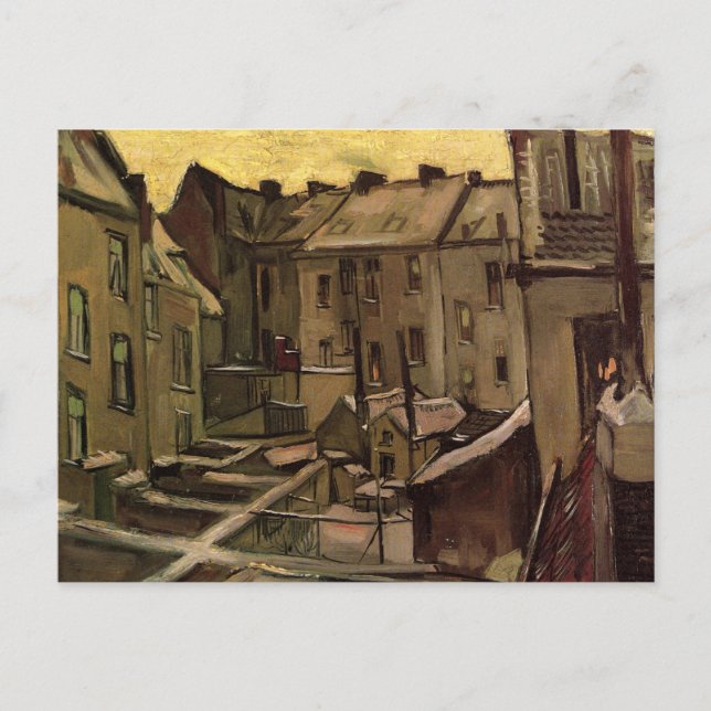Vincent van Goghs bakgårdar i gamla hus Vykort (Framsida)