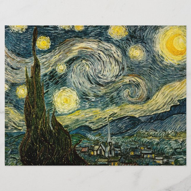 Vincent van Goghs Den stjärnbeströdda natten (1889 Reklamblad (Framsidan)