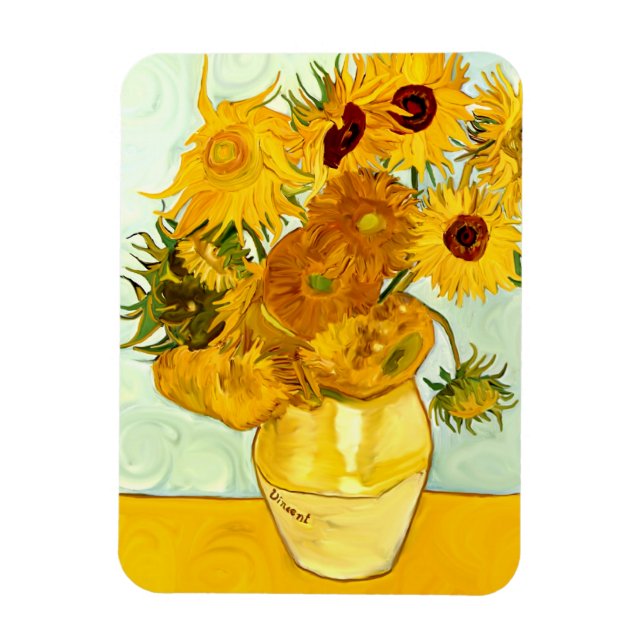 Vincent Van Goghs Gult Solrosmålning 1888 Magnet (Vertikal)
