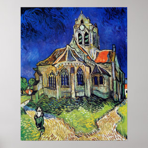 Vincent van Goghs kyrka vid Auvers Poster