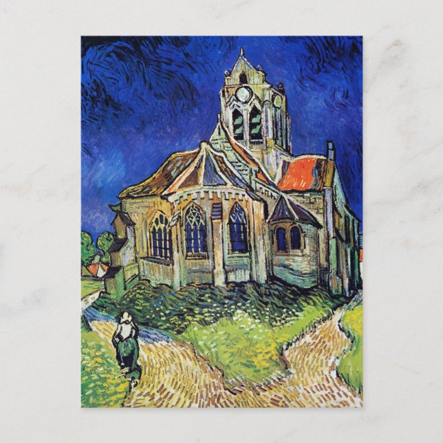 Vincent van Goghs kyrka vid Auvers Vykort (Framsida)