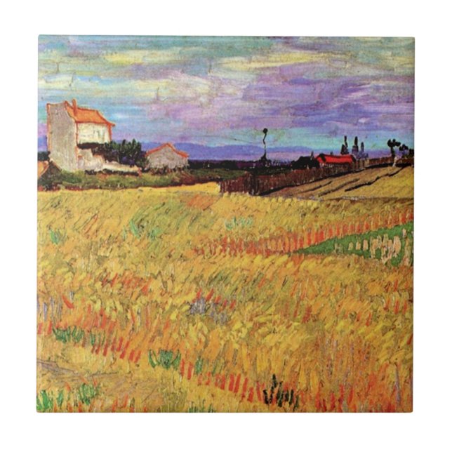 Vincent van Goghs målning, Spannmålsfält Kakelplatta (Framsidan)