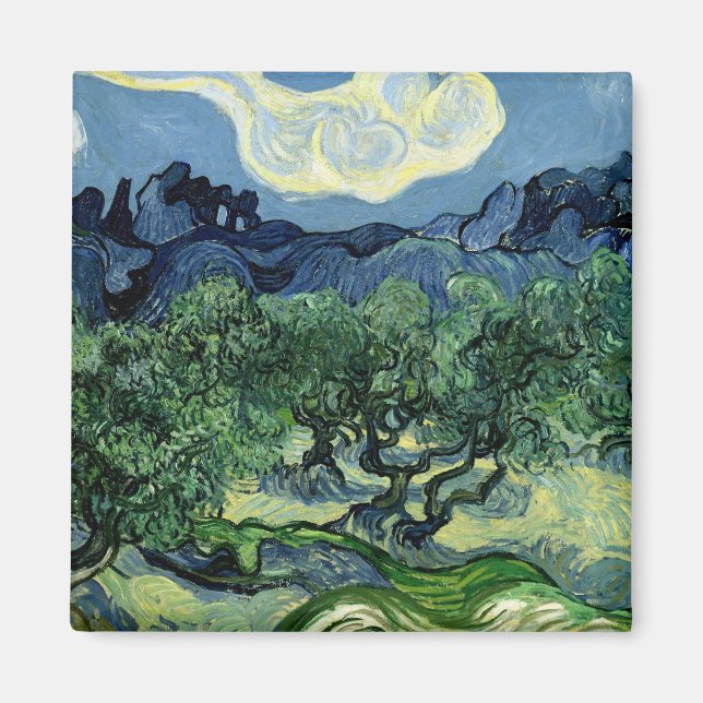 Vincent van Gogh's Olive Träd (1889) Magnet (Framsidan)