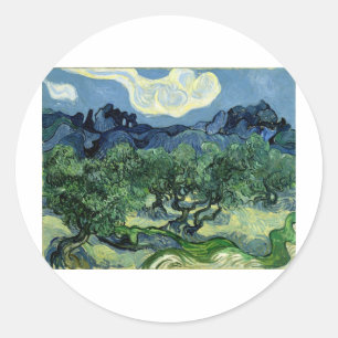 Vincent van Gogh's Olive Träd (1889) Runt Klistermärke