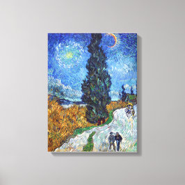 Vincent van Gogh's Road med Cypress och Star Canvastryck