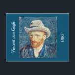 Vincent van Gogh's Self-Porträtt Vykort<br><div class="desc">Vincent van Gogh's Self-Porträtt med Grått Felt Hat (1887) berömd-målning. Attribut: Bild efter rawpixel https://www.rawpixel.com/</div>