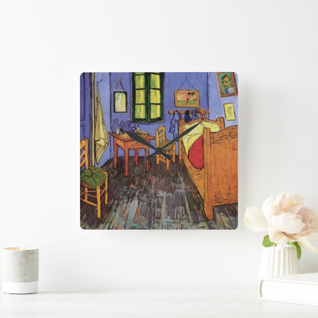 Vincent van Goghs sovrum i Arles Fyrkantig Klocka (Hem)