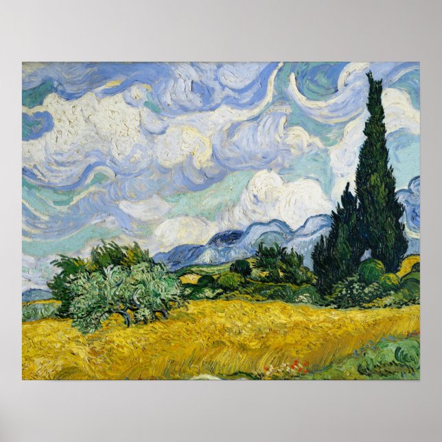 Vincent Van Goghs Spannmålsfält med Cypressträd  S Poster (Framsidan)