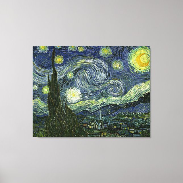 Vincent van Gogh's Starry Natt (1889) Canvastryck (Framsida)