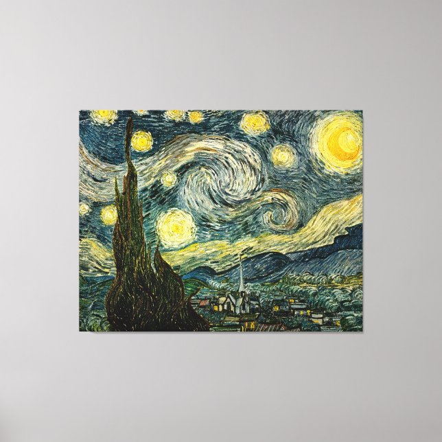 Vincent van Gogh's Starry Natt (1889) Canvastryck (Framsida)