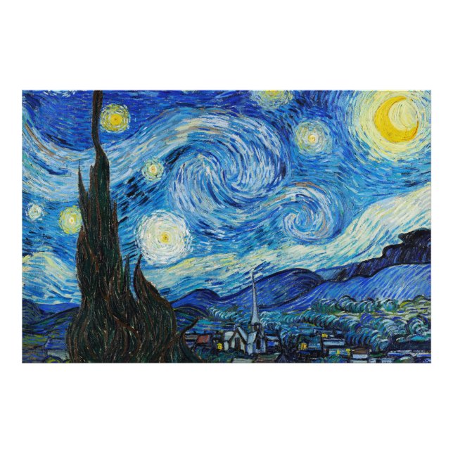 Vincent Van Gogh's Starry Natt (1889) Fototryck (Framsidan)