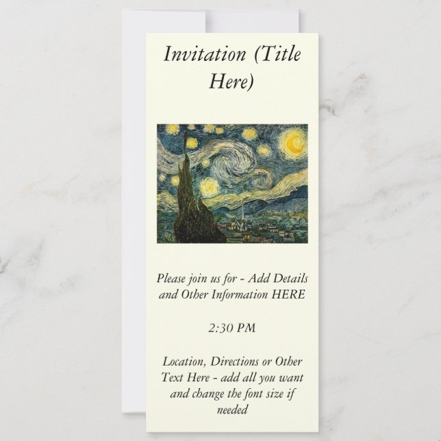 Vincent van Gogh's Starry Natt (1889) Inbjudningar (Framsida)