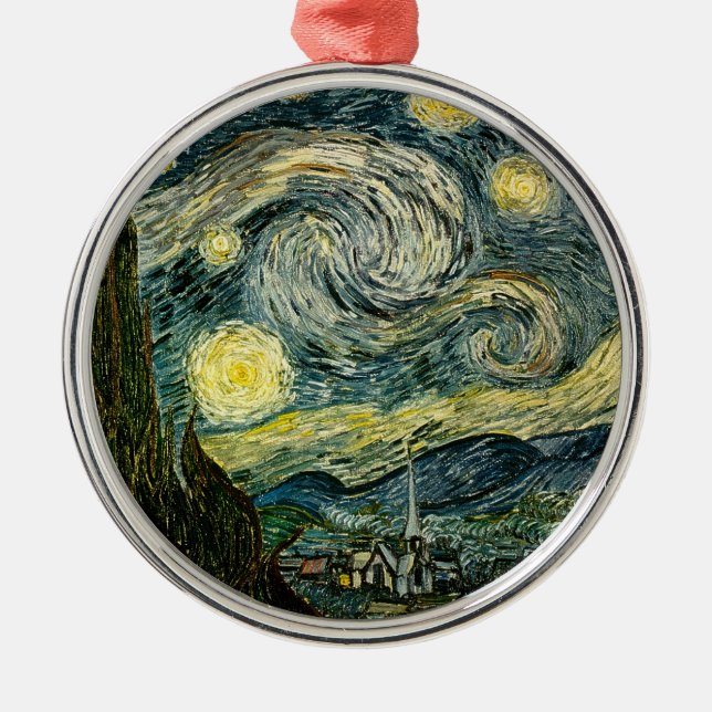 Vincent van Gogh's Starry Natt (1889) Julgransprydnad Metall (Framsidan)