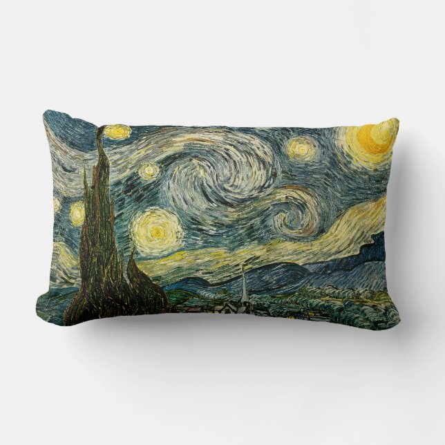 Vincent van Gogh's Starry Natt (1889) Lumbarkudde (Framsida)