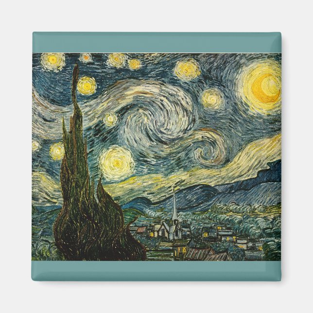 Vincent van Gogh's Starry Natt (1889) Magnet (Framsidan)