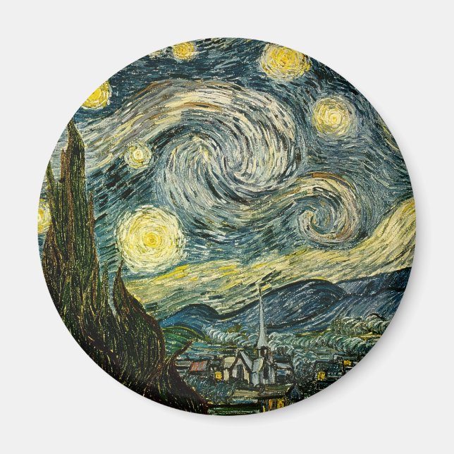 Vincent van Gogh's Starry Natt (1889) Magnet (Framsidan)