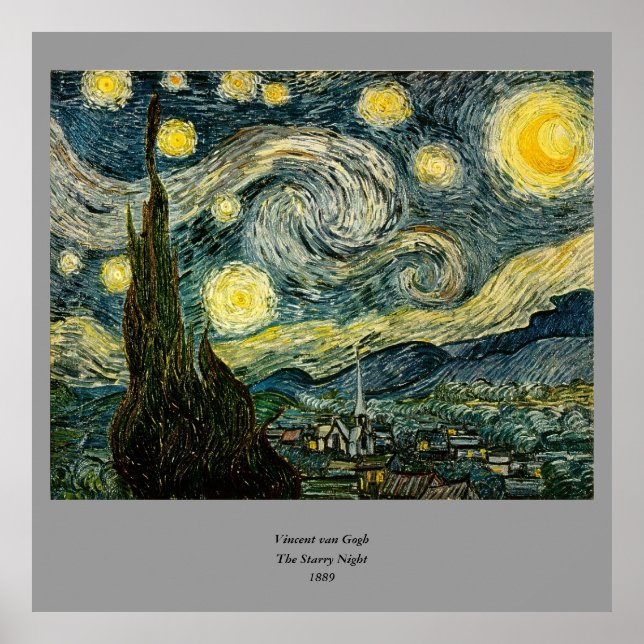 Vincent van Gogh's Starry Natt (1889) Poster (Framsidan)