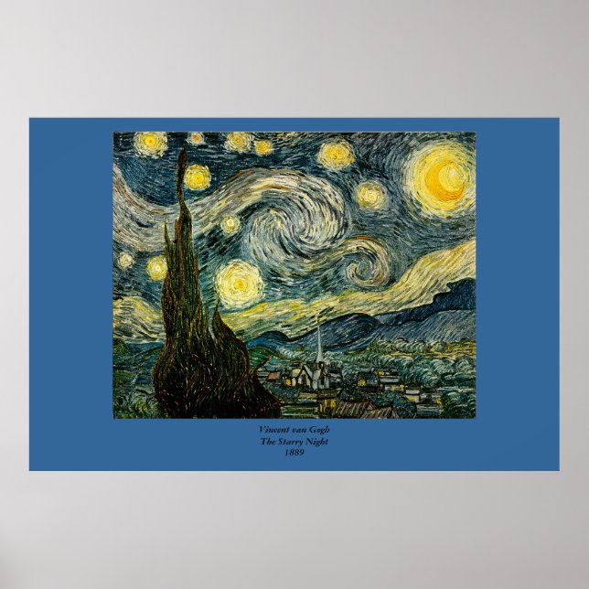 Vincent van Gogh's Starry Natt (1889) Poster (Framsidan)