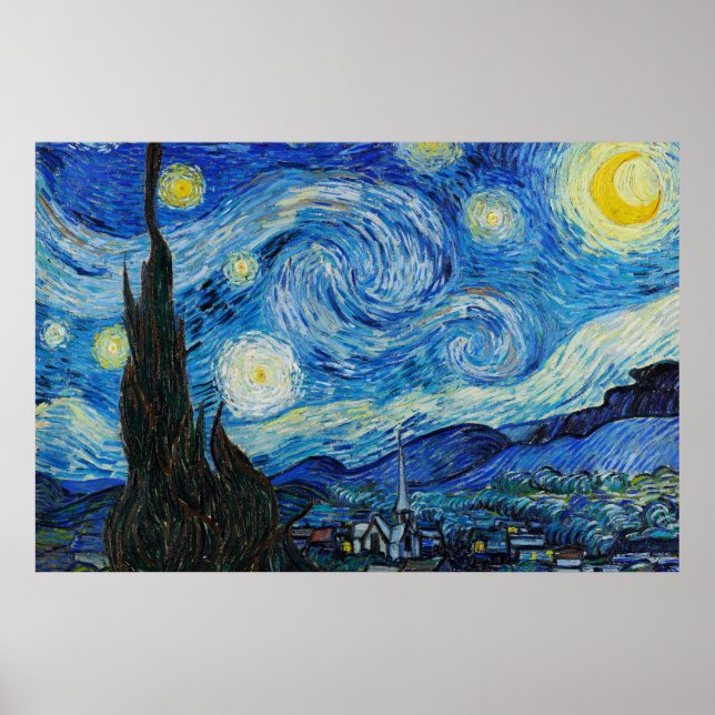 Vincent Van Gogh's Starry Natt (1889) Poster (Framsidan)