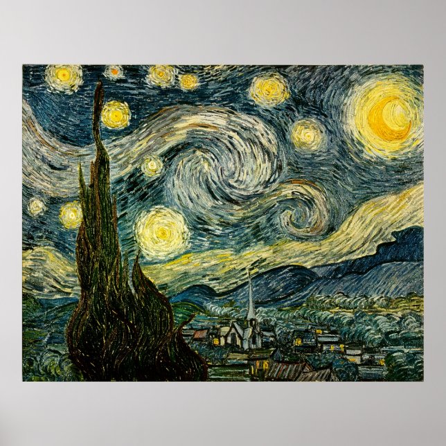 Vincent van Gogh's Starry Natt (1889) Poster (Framsidan)