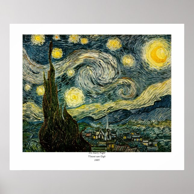 Vincent van Gogh's Starry Natt (1889) Poster (Framsidan)