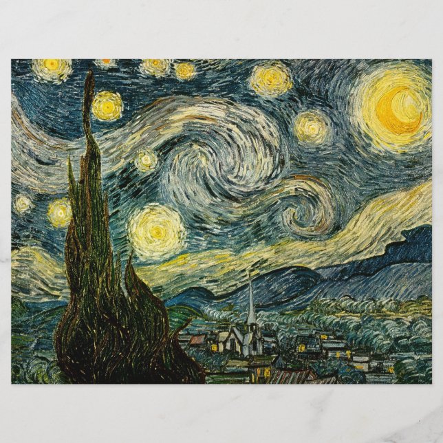 Vincent van Gogh's Starry Natt (1889) Reklamblad (Framsidan)
