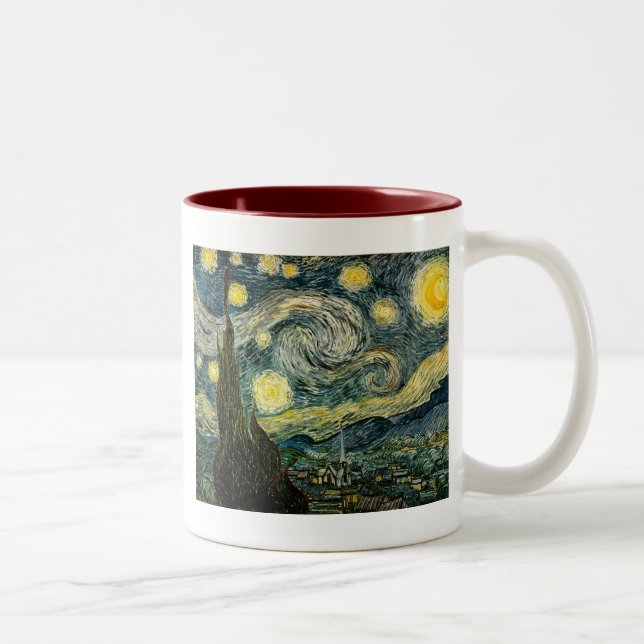 Vincent van Gogh's Starry Natt (1889) Två-Tonad Mugg (Höger)