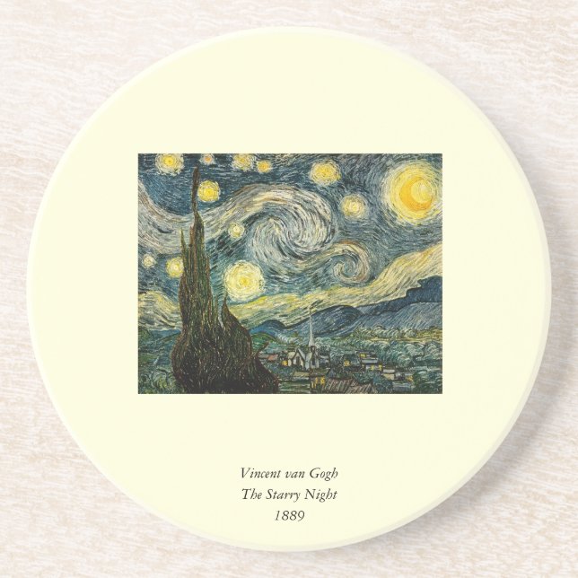Vincent van Gogh's Starry Natt (1889) Underlägg Sandsten (Framsidan)