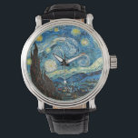 Vincent Van Gogh's Starry Night Armbandsur<br><div class="desc">Starry Night är en målning av den nederländske postimponerande konstnären Vincent van Gogh. I juni 1889 skildras synen utanför sitt sanitariumfönster på Saint-Rémy-de-Provence (i södra Frankrike) nattetid, även om den målades från minnet under dagen. Målningen hör till Van Goghs mest välkända verk och markerar en avgörande vändning mot underbarare uppfinningsfrihet...</div>