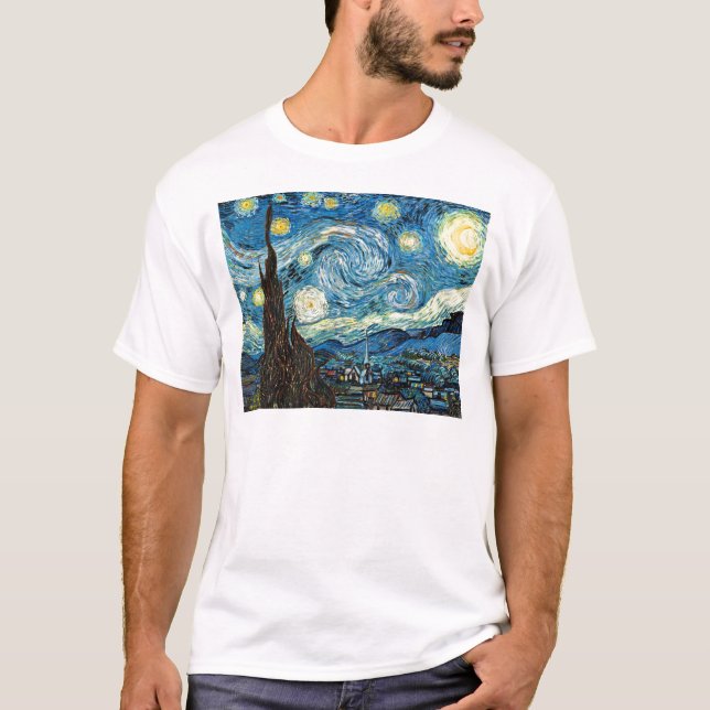 Vincent Van Gogh's Starry Night Tee Shirt (Framsida)