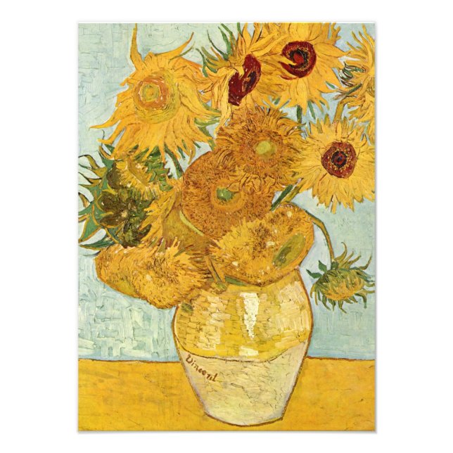 Vincent van Gogh's Stilleben mit 12 Sonnenblumen Fototryck (Framsidan)