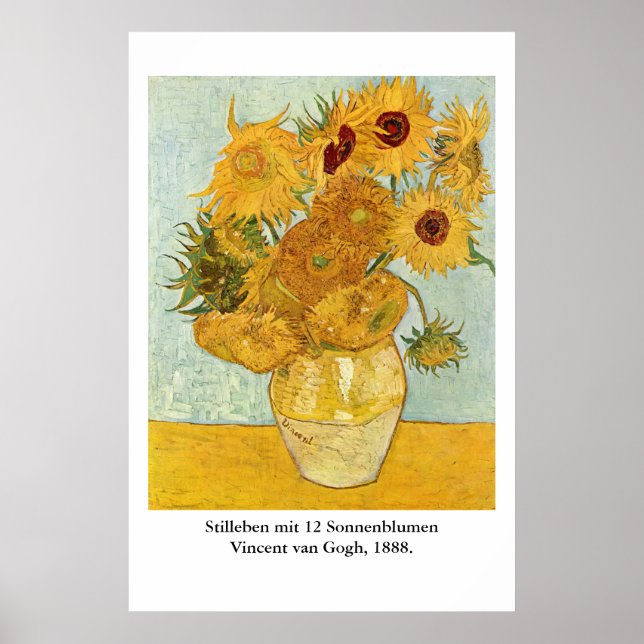 Vincent van Gogh's Stilleben mit 12 Sonnenblumen Poster (Framsidan)