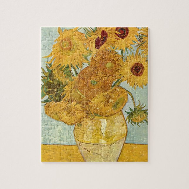 Vincent van Gogh's Stilleben mit 12 Sonnenblumen Pussel (Vertikal)