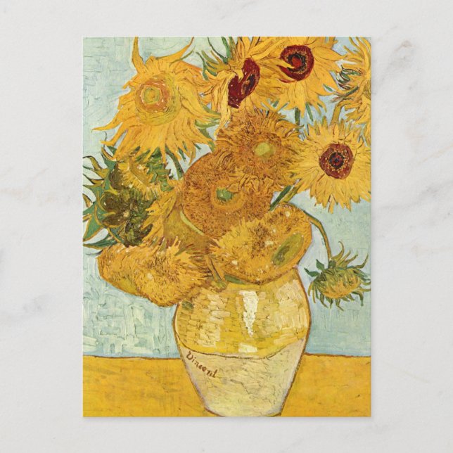 Vincent van Gogh's Stilleben mit 12 Sonnenblumen Vykort (Framsida)