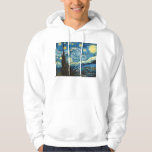 Vincent Van Goghs stjärnmörker Hoodie<br><div class="desc">Starry Night är en målning av den nederländske postimponerande konstnären Vincent van Gogh. I juni 1889 skildes synsättet utanför hans sanitariumfönster på Saint-Rémy-de-Provence (i södra Frankrike) nattetid, även om det målades ur minnet under dagen. Målningen är ett av Van Goghs mest välkända verk och utgör en avgörande vändning mot en...</div>