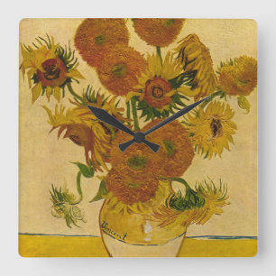 Vincent van Gogh's Sunblommor, 1878 Fyrkantig Klocka