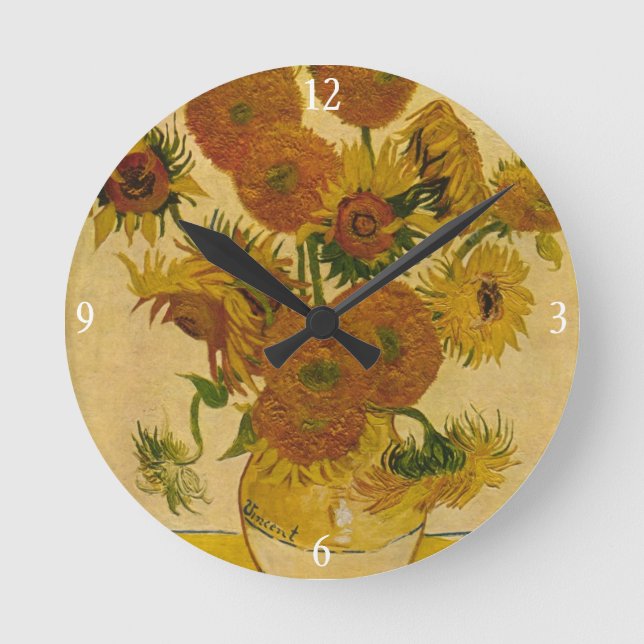 Vincent van Gogh's Sunblommor, 1878 Rund Klocka (Framsida)