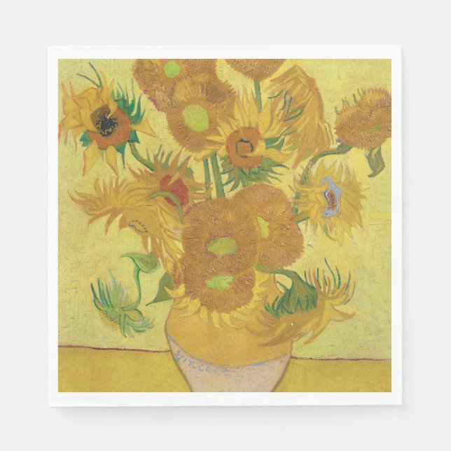 Vincent van Gogh's Sunblommor (1888) Pappersservett (Framsidan)