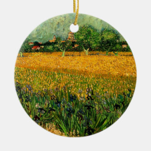 Vincent van Goghs syn på Arles med Irises Julgransprydnad Keramik