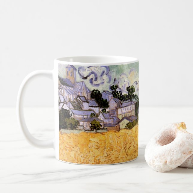 Vincent van Goghs syn på Auvers med kyrkan Kaffemugg (Med munk)