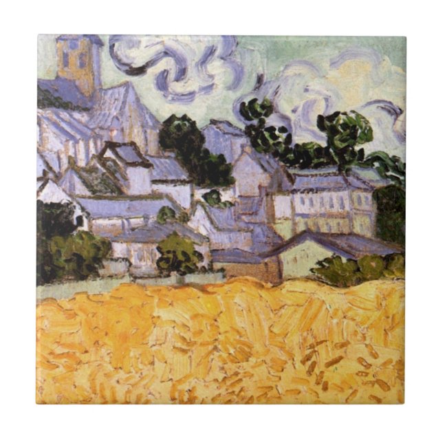 Vincent van Goghs syn på Auvers med kyrkan Kakelplatta (Framsidan)
