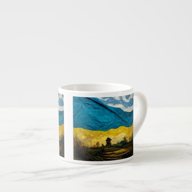 Vincent van Goghs ukrainska Flagga Espresso Mugg Espressomugg (Framsida höger)