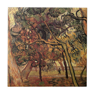 Vincent van Goghs undersökning av Gräs Träd Kakelplatta