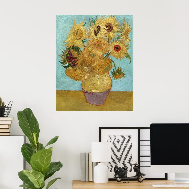 Vincent van Goghs Vas med tolv solrosor  Poster (Hemmakontoret)