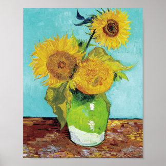 Vincent van Gogh's Vas med tre solblommor Poster