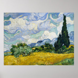 Vincent Van Goghs vete Fält med Cypresses Poster