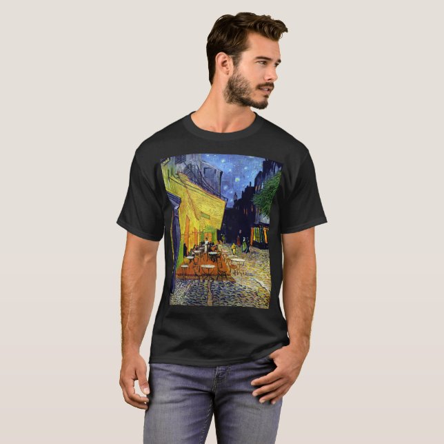 Vincent Willem van Gogh - Cafe Terrace i natt T Shirt (Hel framsida)